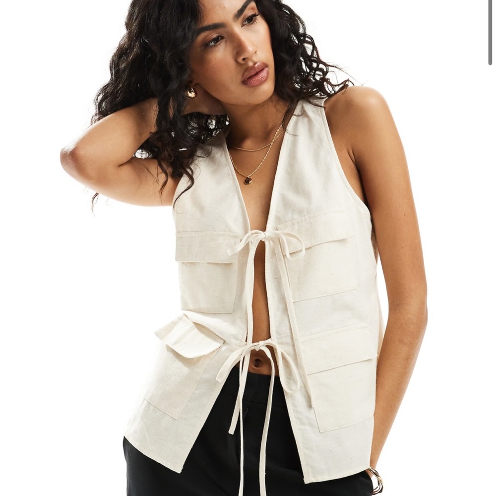 ASOS tie waist linen vest
